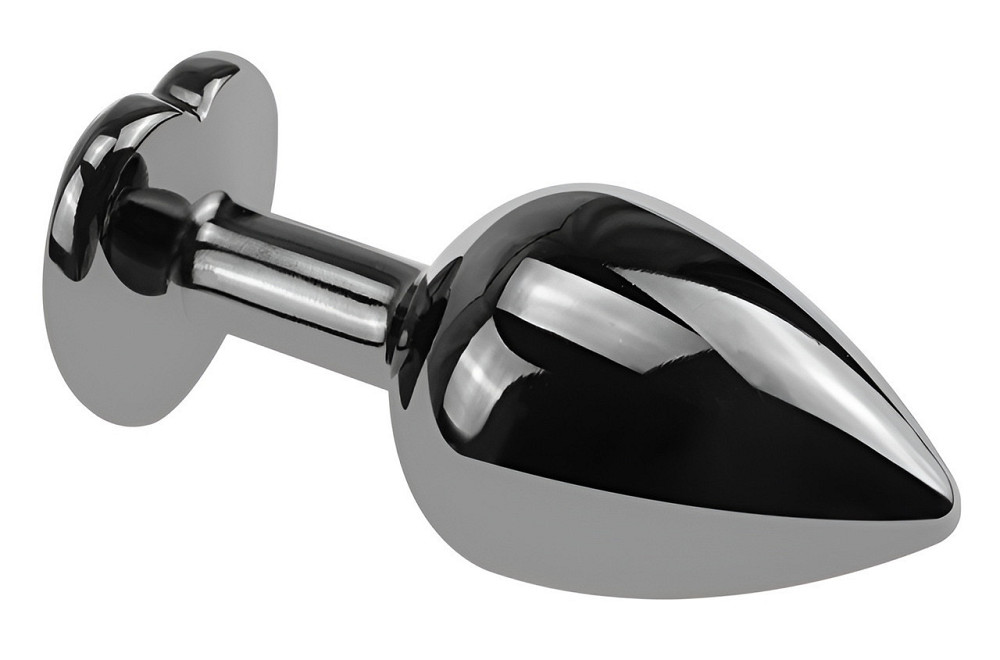 Анальна пробка з кристалом EGZO - Dark Silver Heart Plug Black size M Sex Aura Київ - фото 3