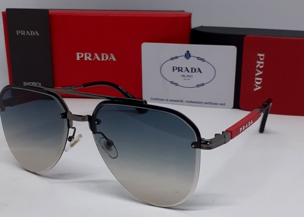 Мужские брендовые очки капли бежево голубой градиент в металле. Киев - изображение 8