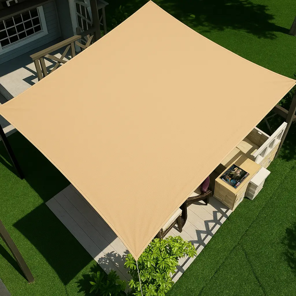 Тент навіс затіняючий водонепроникний прямокутний 4х5м Оксфорд (Бежевий) Вінниця - фото 1