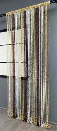Шторы-нити спираль с люрексом Бежевый с коричнево-белым 300х300см 1 шт (61-053) Киев