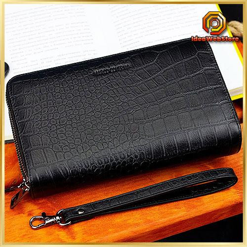 Стильний чоловічий клатч з двома відділеннями на блискавці з натуральної шкіри Marco Coverna Чорний Київ - фото 1