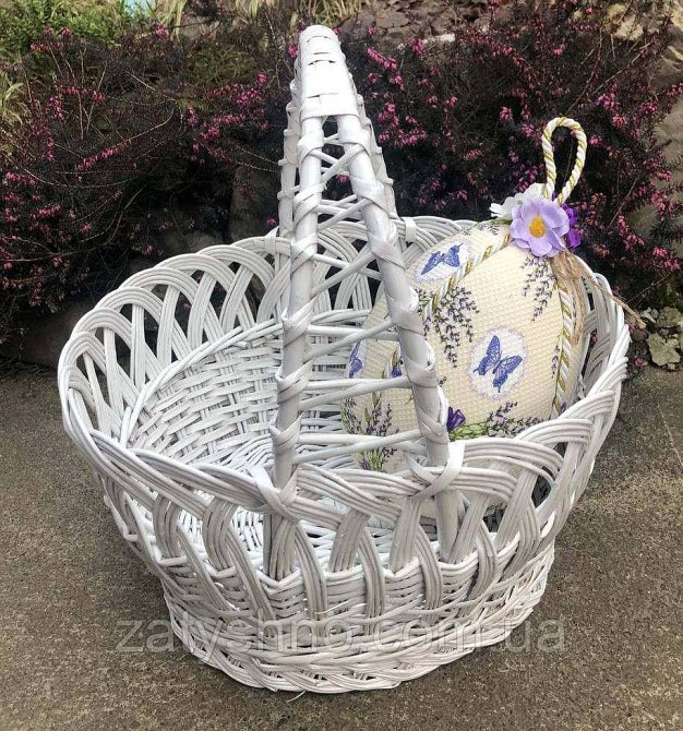 Кошик плетений з гарною ручкою білий Київ - фото 3