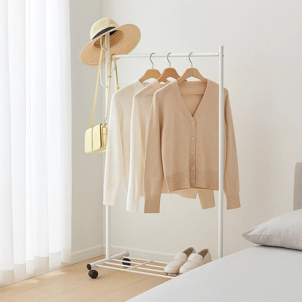 Вешалка для одежды передвижная металлическая с стойкой для тремпелей и стойкой с крючками Каменец-Подольский - изображение 3