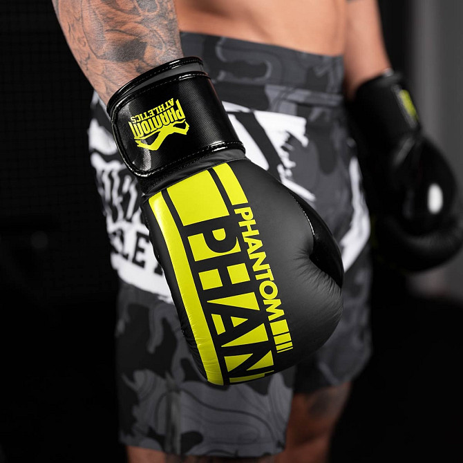 Боксерські рукавиці Phantom APEX Elastic Neon Black/Yellow 14 унцій (Бинти 4м. в подарунок) Каменское - изображение 5