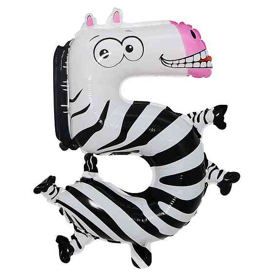 Шарик цифра 5 Зебра 16 дюймов разноцветный Киев