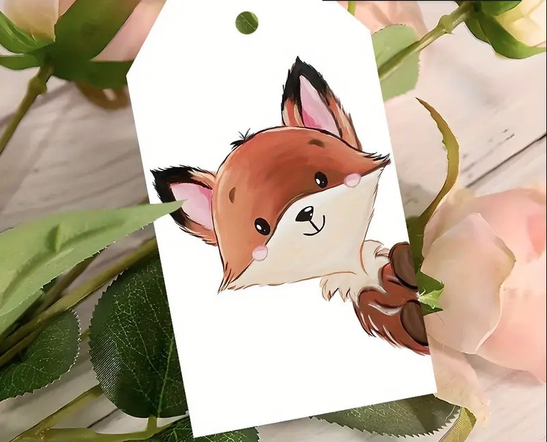 Подарочные бирки «Лисичка» 10 шт, 9×5 см + джутовый шнур 5 м Киев - изображение 2