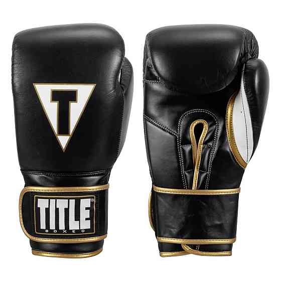 Боксерські рукавиці TITLE Boxeo Mexican Leather Quatro Black/White 14 oz (бинти 4м. в комплекті) Каменское