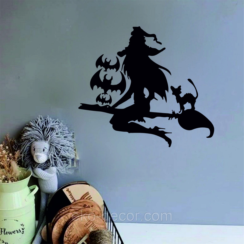 Декоративное настенное Панно «Ведьма на метле», Декор на стену 90*80 см, Черный Киев - изображение 3