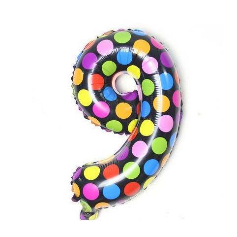 Кулька цифра 9 у горошок 16 дюймів різнобарвний Київ - фото 1