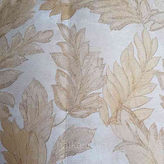 Шпалери метрові вінілові на флізелін 24 Carati Cristiana Masi листя великі структурні золотисті на бежевому Київ
