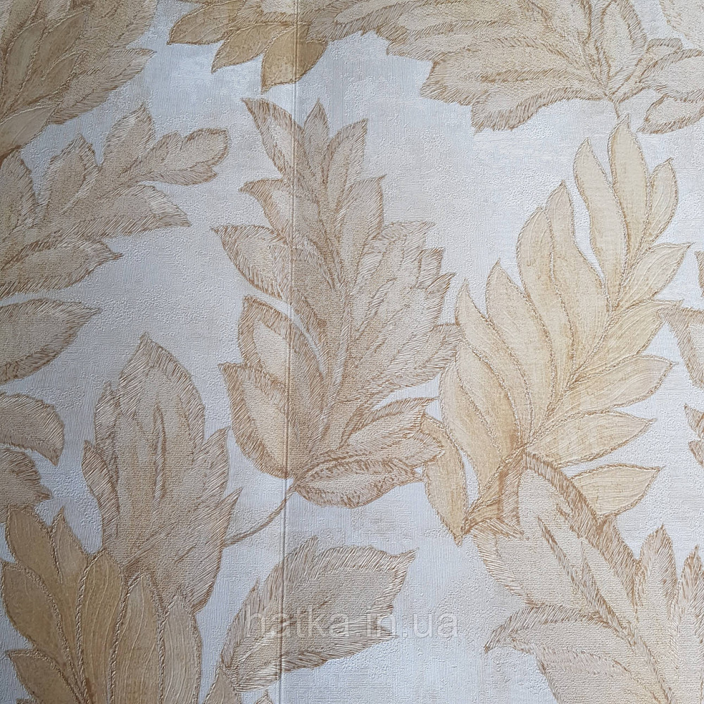 Шпалери метрові вінілові на флізелін 24 Carati Cristiana Masi листя великі структурні золотисті на бежевому Київ - фото 1