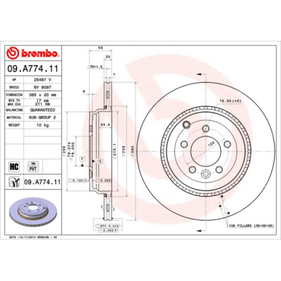 Тормозной диск Brembo 09.A774.11 Винница - изображение 1