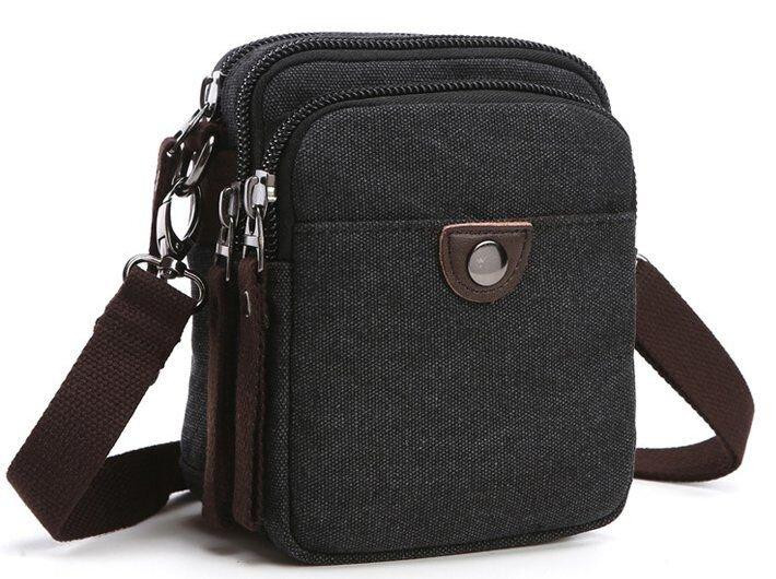 Барсетка текстильна на пояс Чорна (Vintage) Київ - фото 5