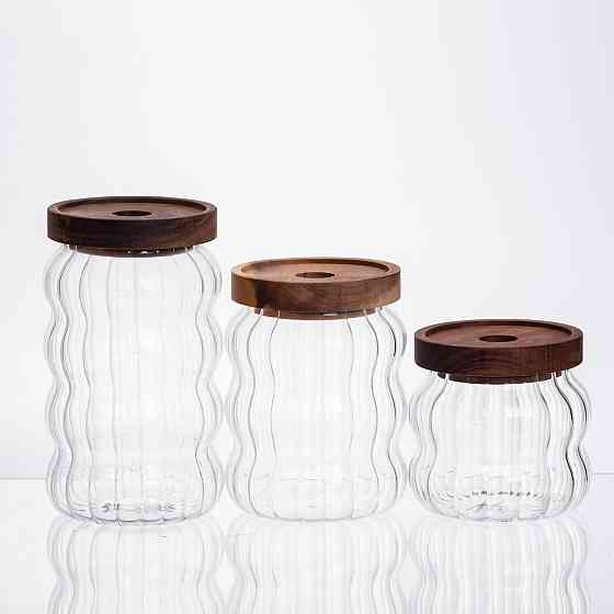 Набор банок для хранения с бамбуковыми крышками, 3 шт. Киев
