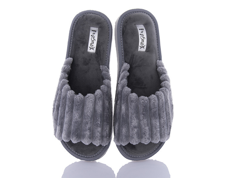 Мужские открытые домашние тапочки серые вельвет TM 