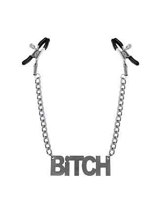 Затискачі для сосків Bitch, Feral Feelings - Nipple clamps Bitch, срібло/чорний Sex Aura Київ