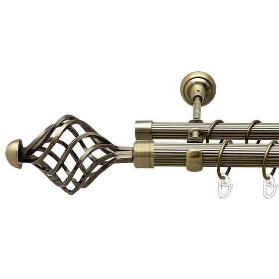 Карниз Orvit Арезо металевий дворядний відкритий рифлена труба кільце металеве Антик 25\19 мм 300 см Львов