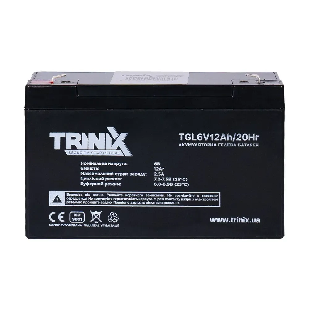 Акумуляторна батарея гелева 6В 12Аг Trinix TGL6V12Ah/20Hr GEL (44-00073) Киев - изображение 7