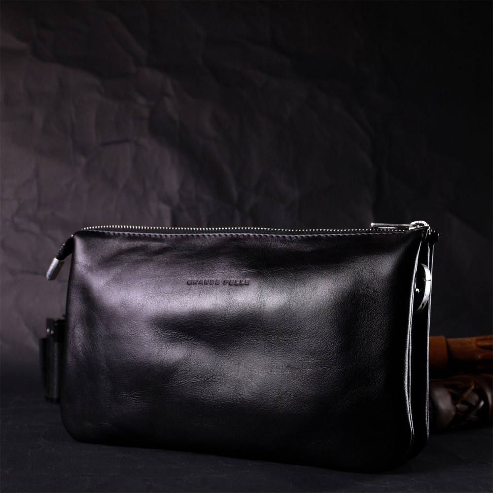 Розкішний жіночий клатч із натуральної шкіри GRANDE PELLE 11657 Чорний Київ - фото 10