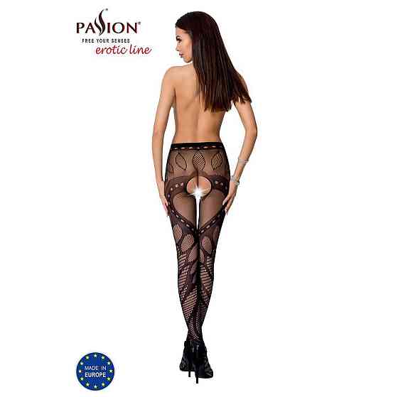 Эротические колготки-бодистокинг Passion S007 black, красивые ажурные колготки с вырезом Sex Aura Киев
