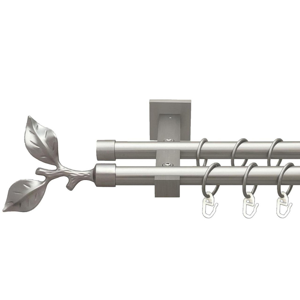 Карниз Orvit Листок Троянди металевий дворядний техно гладка труба кільце металеве Сатин 19\19 мм 200 см (00-00027384) Львів - фото 1