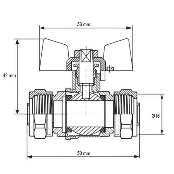 Кран кульовий Koer Wing 16x16 (KR.353) (LL1657)   ( 21190 ) Харків