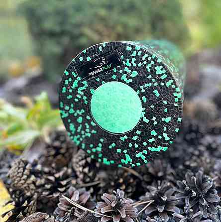 Масажний ролик (роллер) гладкий PowerPlay PP-4348 2 in 1 EPP Foam Roller Чорно/Зелений (33x14см.) Кам'янське