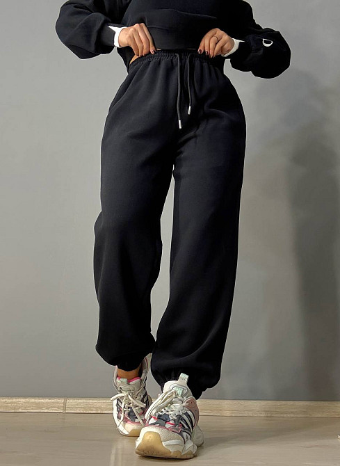 Костюм жіночий A-N 27063 світшот і джогери оверсайз з вишивкою чорний , чорний, S Київ - фото 15