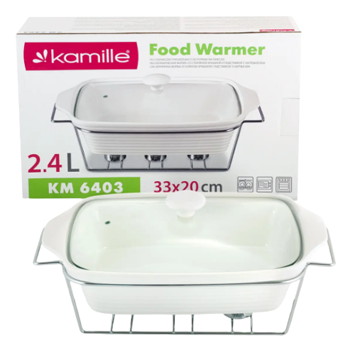 Марміт прямокутний 2,4л 33см кераміка скляна кришка + метал.підставка 6403 KAMILLE Житомир - изображение 7