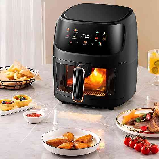 Электрический аэрогриль без масла 8л, 2400W, QF-605 / Безмасляная фритюрница / Мультипечь для кухни Киев