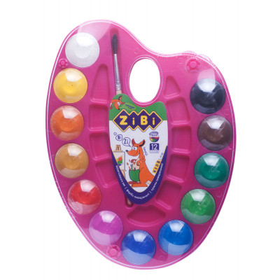 Краски для рисования ZiBi KIDS Line Акварельні на палітрі, 12 кол. натур. пензель роже (ZB.6558-10) Винница - изображение 1