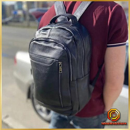 Качественный мужской рюкзак из натуральной кожи черный прочный ранец на каждый день Tiding Bag Київ - фото 1