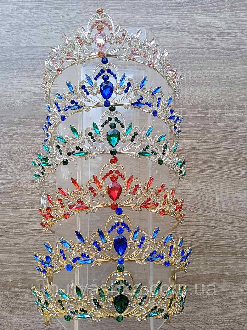 Диадема на обруче Корона изумрудная с камнями Кривой Рог - изображение 2