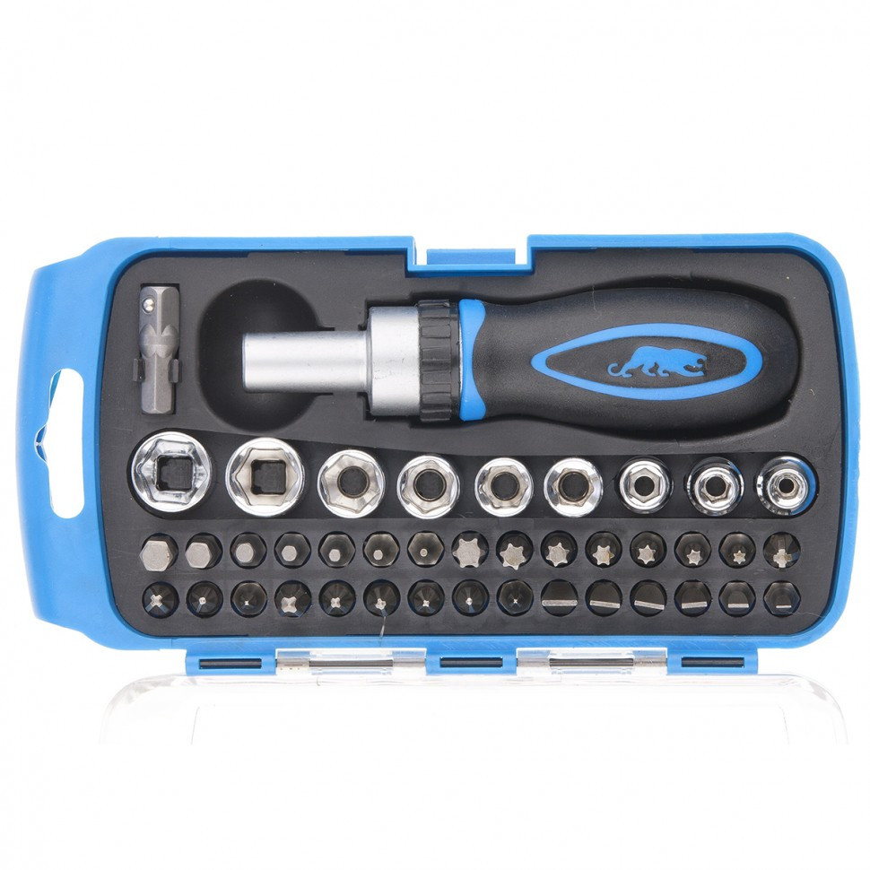 Отвертка реверсивная с набором бит и торцевыми головками, 41 шт Барс Полтава - изображение 1