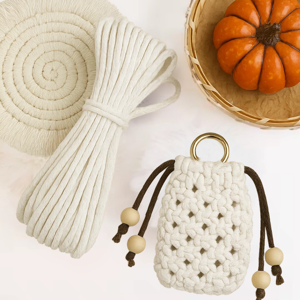 Набор макраме для ручного вязания чехла для наушников и аксессуаров 8х7 см цвет белый для рукоделия и Каменец-Подольский - изображение 3