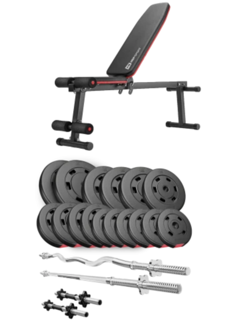 Набір Hop-Sport Premium 75кг з лавою HS-1010 Pro, штангами та гантелями Киев - изображение 1
