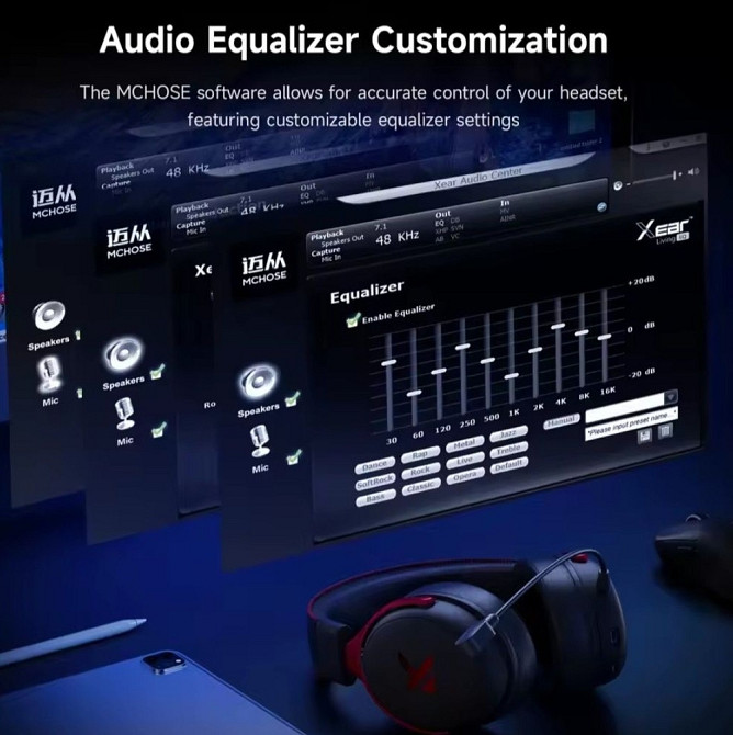 ‼️Беспроводные игровые наушники MCHOSE V9 pro Black White Silver Blue!!️ Харьков - изображение 1