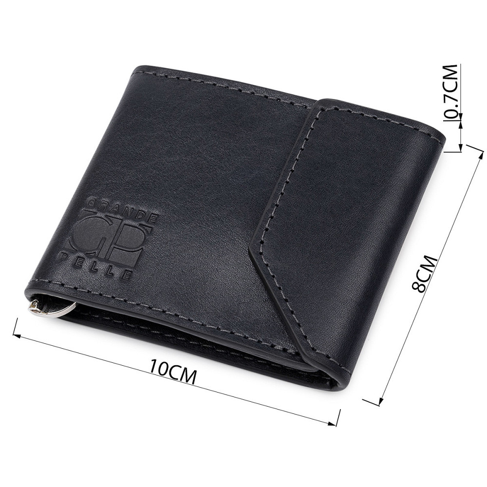 Шкіряний чоловічий затиск для грошей на магніті GRANDE PELLE 11546 Синій Київ - фото 9