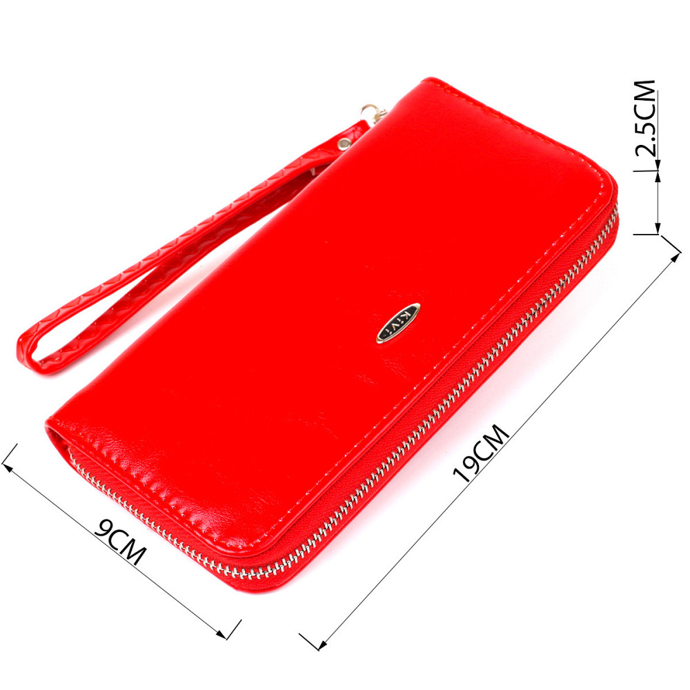 Гаманець жіночий на одну блискавку з екокожі гладкий KIVI 19041 Червоний Київ - фото 4