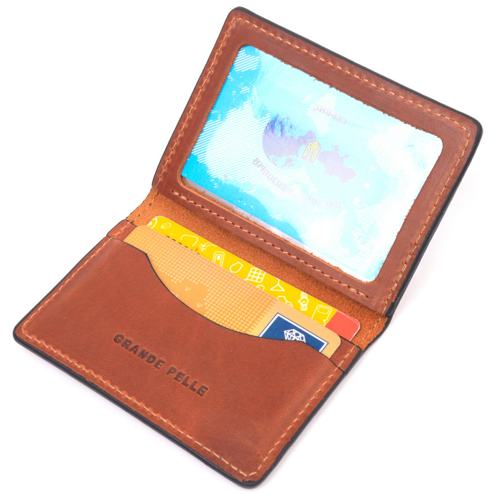 Отличная обложка на автодокументы в винтажной коже Слава ЗСУ GRANDE PELLE 16705 Светло-коричневая Киев - изображение 6