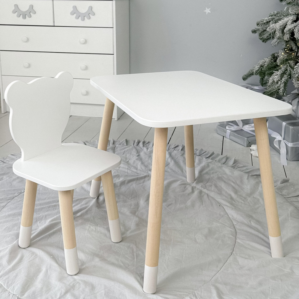 Стіл прямокутний 46х60х45 і стілець медведик 26х26х24, столик та стільчик для хлопчячої кімнати, білий Київ - фото 6