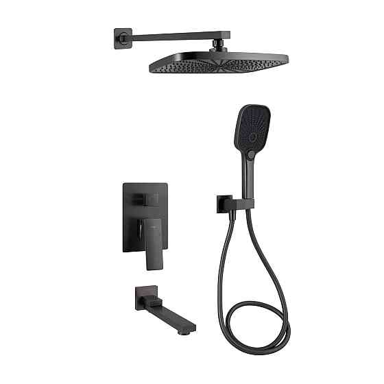 Душова система універсальна Qtap Gemini прихованого монтажу на три споживачі QTGEM114GMB45704 Gunmetal Black PVD Київ