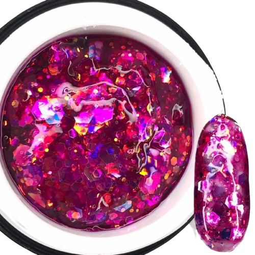 ГЛИТТЕРНЫЙ ГЕЛЬ SAGA PROFESSIONAL GALAXY GLITTER 07 ПРОЗРАЧНЫЙ С МАЛИНОВЫМИ ЧАСТЯМИ Киев - изображение 1