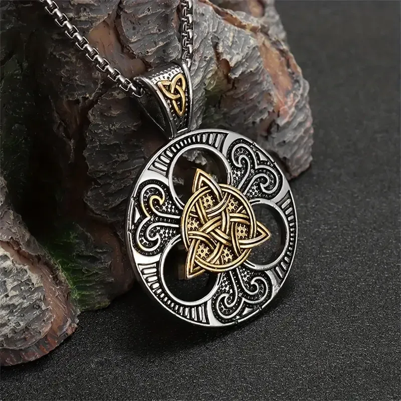 Кельтская подвеска трикветр – кулон-амулет 5×3,6 см, цепочка 60 см, серебристо-золотистый Киев - изображение 3