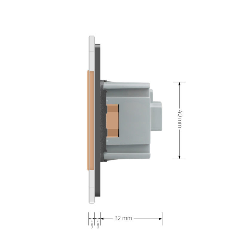 LIVOLO Електрична розетка з заземленням LIVOLO, золота з сірою рамкою, шторки, скло, 250В 16А ( Коломия - фото 5