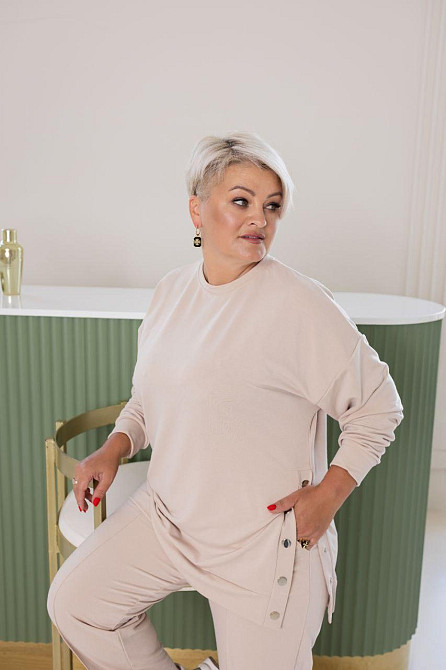 Жіночий стильний повсякденний костюм двонитка Беж, 48/52 Одеса - фото 4