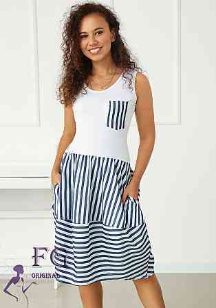 Плаття літнє у смужку "Laura" оптом | Норма і батал | Розпродаж моделі 42 Київ
