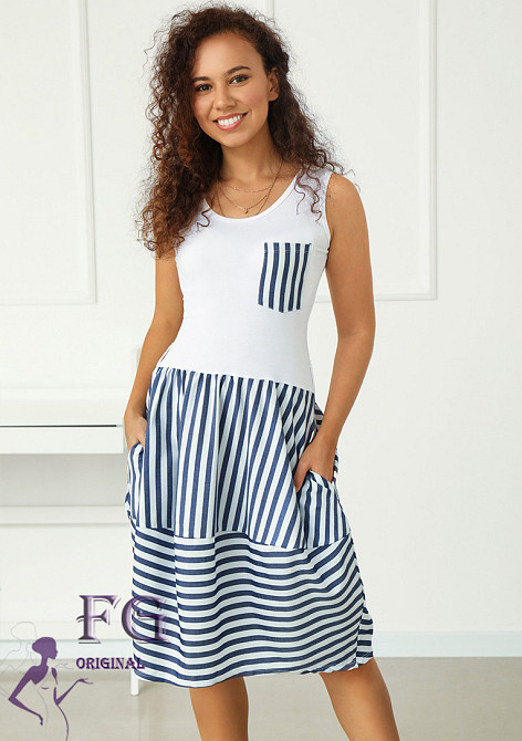 Плаття літнє у смужку "Laura" оптом | Норма і батал | Розпродаж моделі 42 Київ - фото 5