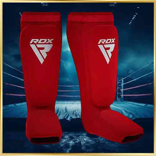 Защита голени и стопы RDX Shin Instep Foam Red для занятий ММА боевым самбо кикбоксингом красные размер XL Киев