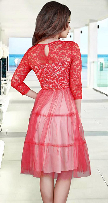 Стильное красное гипюровое платье (44) Киев - изображение 3